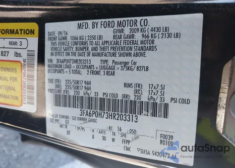 2017 Ford Fusion Se из США, поврежденный, VIN 3FA6P0H73HR203313